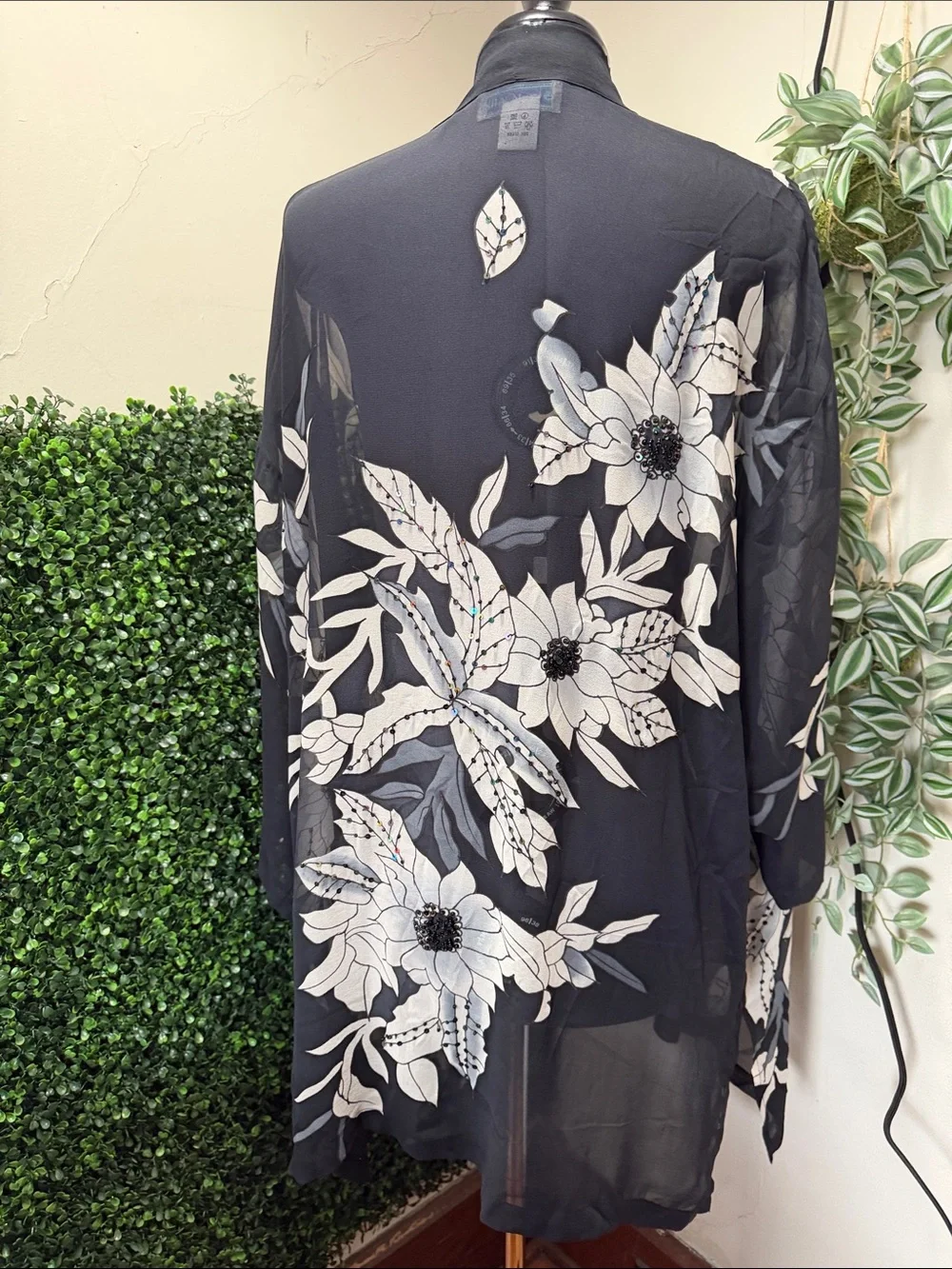 Black Floral Sheer Kimono Wrap